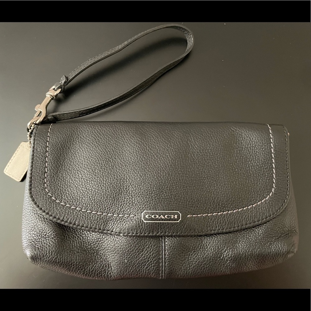 Coach Black Soft Leather Wristlet